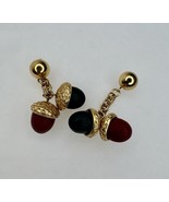 Vintage Brass &amp; Wood Brushed Gold Acorn Cufflinks - $1,705.77 MXN