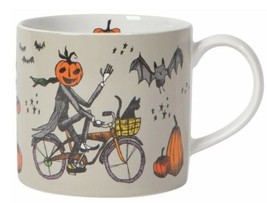 Danica Jubilee Halloween Ghosts Bats Jack-o-Lantern Pumpkins 14 oz Stoneware Mug - £24.35 GBP