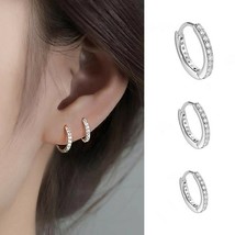 Womens Cubic Zirconia Small Hoop Earrings 925 Sterling Silver Trendy Jewelry - £8.69 GBP+
