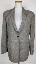 Giorgio Armani Le Collezioni Womens Gray Wool Silk Tweed Blazer Jacket Sz 8 - $44.55