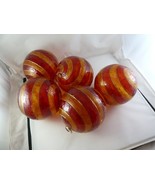 Set of 7  acryllic Ball ornaments 6 Inch Yellow and red swirl - $71.74 CAD