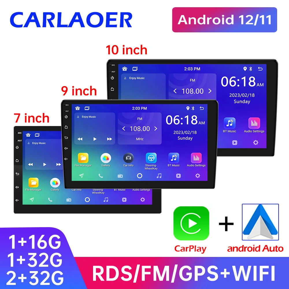 Android 11 Car Radio Autoradio 32G 2 Din 7&quot;/9&quot;/10&quot; Universal WIFI GPS Car Audio - £53.85 GBP+