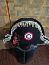Napoleonic Bicorn Hat: Wool Felt, Silver Bullion Fringes - $210.00
