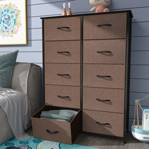 10 Drawer Hallway Drawer Dresser Fabric Storage Chest Organizer Brown - £140.50 GBP