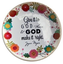 Joyce Meyer Ministries Paperweight Quote Glass Give it to God flowers - $10.51