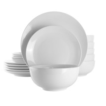 Elama Luna 18 Piece Porcelain Dinnerware Set in White - £76.03 GBP