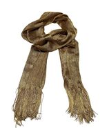 Vintage Metallic Gold Fringe Scarf Long Shimmer Wrap Evening Shawl 68 Inch - $16.20