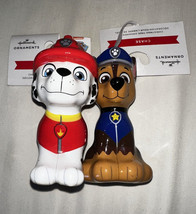 2 Hallmark Paw Patrol CHASE &amp; MARSHALL Dogs Decoupage Christmas Ornament... - £18.84 GBP