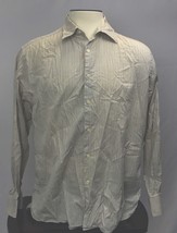 Mens PERRY ELLIS Beige Striped Casual Button Up Front Shirt - $11.15
