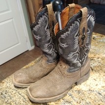 Rio Grande Men&#39;s Size 28 Black Brown Square Toe Leather Western Cowboy B... - $64.35