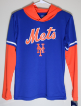 MLB New York Mets Boys Long Sleeve Twofer Poly Hooded Sweatshirt Size L ... - £18.52 GBP