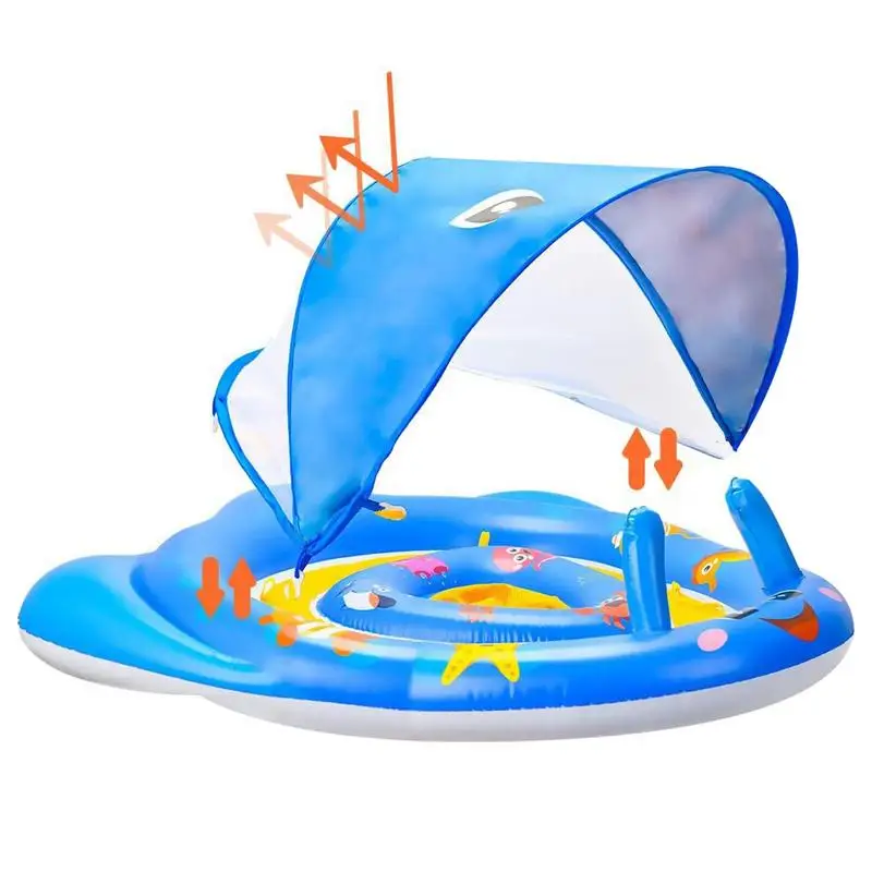 Toddler Pool Float Pool Floatie Inflatable Swim Float With Removable Sunblock - £41.14 GBP