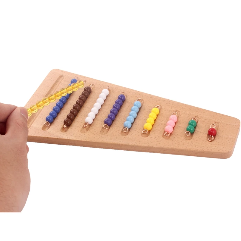 Play Montessori Wood Bead Toy Colored Bead Stairs with Tray 1-10 A Math Early Ch - £23.23 GBP