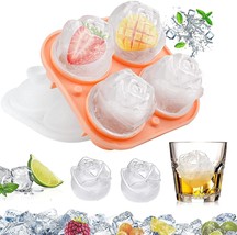 4 Cavity Ice Cube Trays 3d Silicone Rose Ice Tray Mold With Removable Funnel-sha - £15.14 GBP