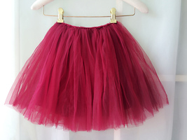 Flower Girl Skirts, Baby Tutu Skirt, Infant Tulle Skirt - Red, Elastic Waist image 4