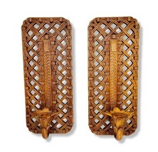 Vintage Syroco 4205 Gold Wall MCM 18&quot; Sconces Pair Hollywood Regency 1978 USA - £39.15 GBP