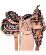 Western Premium Leather Barrel Racing Trail Tack Size 12 to 18 Inch Hors... - $630.96 CAD+