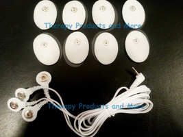 ELECTRODE LEAD CABLE-4 WAY(2.5mm) +MASSAGE PADS(8 SM OVL)FOR IQ DIGITAL ... - $18.69