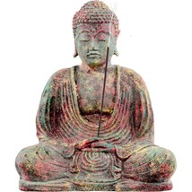 Meditating Buddha 8&quot; Volcanic Stone Statue and Incense Burner! - $32.62