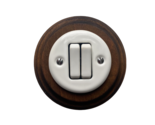 Wooden Single Switch 2 Gang Two-Way Dark Brown White Diameter 3.9&quot; OLDE ... - $40.12