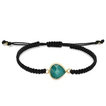 Stylish Water Drop Faceted Dark Green Agate Stone Braided Rope Bracelet - £11.44 GBP