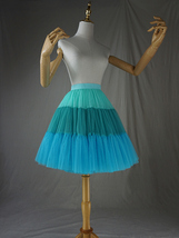 Green Blue Knee Length Tulle Skirt Women Custom Size A-line Tutu Skirt image 2