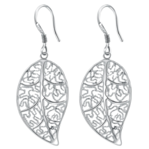 Oversize Leaf Dangle Earrings Sterling Silver - £9.06 GBP