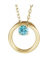 14K Yellow Gold Blue Zircon Circle Necklace