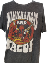 Vintage Marvel Deadpool Chimichangas &amp; Tacos Men&#39;s T-Shirt Black XL - $212.06 MXN