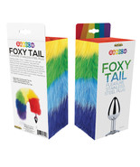 Rainbow Foxy Tail Fur Tail With Stainless Steel B*tt Plug - £40.68 GBP