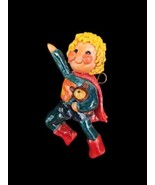 Vintage Handcrafted Salt Dough Christmas Ornament Super Pajama Boy Teddy... - $19.38