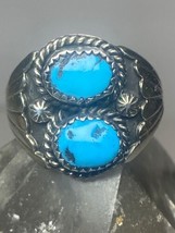 Turquoise ring size 13 Navajo southwest sterling silver women men - £148.31 GBP