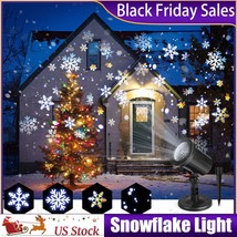 Xmas Led Snowflake Projector Lights Laser Moving Landscape Christmas Decor Lamp - £32.29 GBP