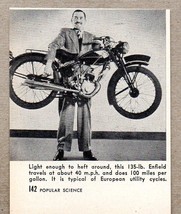 1947 Magazine Photo Enfield Motorcycle 135 lbs Does 40 MPH Cycle - £7.06 GBP