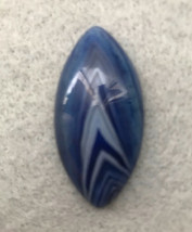 Dark Blue Banded agate 40x20mm, 20x40mm stone cab cabochon, Marquise - £4.80 GBP