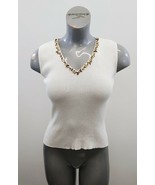 Color Works Women&#39;s Beaded V Neck Sleeveless Ribbed Sweater Vest Size Me... - $7.92