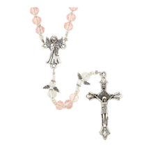 Girl&#39;s Pink Guardian Angel Rosary Angel Our Father Beads Baptism First C... - $16.99