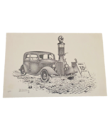 Bill Boone Original Art Print Signed &amp; Numbered Old Car Texaco Gas Stati... - $46.39