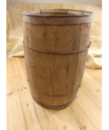 Wooden Barrel Nail Keg 17&quot; X. 11&quot;  Primitive Rustic Farm Country  Metal ... - $1,892.66 MXN