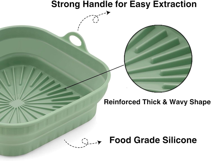 3 Pack Silicone Air Fryer Liners Reusable– Emptycolor 8 Inch Square Silicone Lin Item image 3