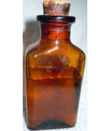 Vintage Ember Medicine Bottle With Cork Stopper Half Full - $9.99