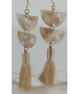 Tassel Dangle Earrings Marbled Hook Half Circle Geometric Boho Large Sta... - $12.89 CAD