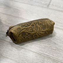 Full Genuine Leather Storage Bag Pencil Case Glasses Bag Crazy Horse Cowhide Vin - £5.57 GBP