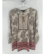 Style &amp; Co Tan Boho Top Crochet Detail With Tie Front Size M - $16.71 CAD