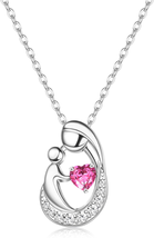 Mother Gifts S925 Sterling Silver Mother Daughter Necklaces 18K White Gold Fille - £46.15 GBP