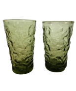Imperial Glass Juice Glasses Provincial Green Set 2 Thumbprint Vintage 4... - £31.89 GBP