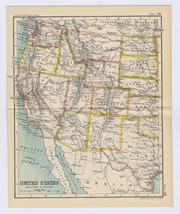 1912 Antique Map Of Western Usa California / Verso San Francisco Yosemite Valley - $29.96