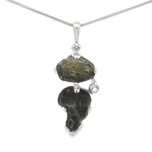 Starborn Moldavite Topaz Agoudal Iron Meteorite  Pendant Necklace (22&quot;) - £162.86 GBP