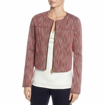 Tahari T Women 12 Melon Combo Pink Chest Pocket Zip Front Lined Tweed Jacket NWT - £36.46 GBP