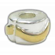 Silver and 18K gold WAVE Biagi European Charm Cover/Clip Lock European Bead - $12.00